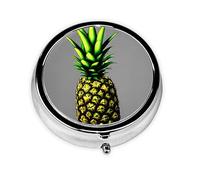 WBQLSL Mini pilulier rond, 3 compartiments, pilulier portable, peut être mis dans un portefeuille, une poche, léger et pratique, motif ananas de dessin animé