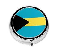 WBQLSL Mini pilulier rond, 3 compartiments, pilulier portable, peut être mis dans un portefeuille, une poche, léger et pratique motif drapeau des Bahamas