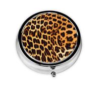 WBQLSL Mini pilulier rond, 3 compartiments, pilulier portable, peut être mis dans un portefeuille, une poche, léger et pratique à rayures sur le motif léopards