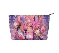 WBQLSL Mirabe Trousse de maquillage à motif emprunt - Pochette légère et compacte à fermeture éclair, sac de rangement quotidien pour cosmétiques