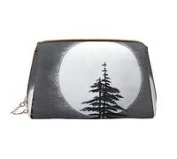 WBQLSL Moon Pine Tree Trousse de maquillage en cuir de voyage portable de grande capacité avec poches, blanc, taille unique