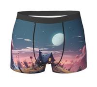 WBQLSL Moonlight Cottage - Boxer imprimé pour homme - Séchage rapide, respirant et confortable pour un usage quotidien, noir, Medium