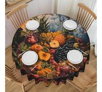 WBQLSL Nappe de table ronde de salle à manger, 152,4 cm, protection propre, fête, réunion, décoration de mariage, nappe hyper-réaliste imprimé fruits