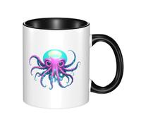 WBQLSL Neon Kraken Core Tasse en céramique double couleur, tasse classique à grande anse, adaptée pour le bureau et la maison - Passe au micro-ondes