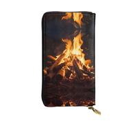 WBQLSL Open Fire Longue pochette en cuir avec porte-monnaie zippé et 12 emplacements pour cartes de crédit, portefeuille de voyage léger