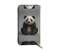 WBQLSL Panda Portefeuille élégant en cuir véritable 19 x 10,5 cm de long avec fermeture éclair, portefeuille de voyage pratique