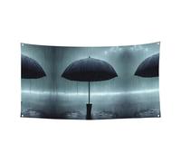 WBQLSL Parapluie noir sous la pluie - Bannière de fête d'anniversaire imprimée - Convient pour décoration murale de vacances