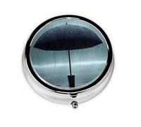 WBQLSL Parapluie noir sous la pluie Boîte à médicaments ronde avec 3 compartiments, légère et portable