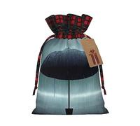 WBQLSL Parapluie noir sous la pluie, sac cadeau avec cordon de serrage, fournitures de fête de Noël, sac cadeau de Noël en toile de jute 21,1 x 30 cm
