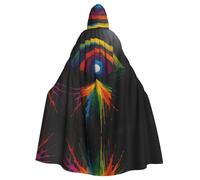 WBQLSL Peinture à l'huile arc-en-ciel noire, cape à capuche pour bal masqué, fête de carnaval ou costume de cosplay