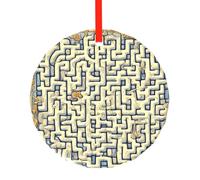 WBQLSL Pendentif rond en verre avec motif carte au trésor labyrinthe, décoration d'arbre de Noël, cadeau d'anniversaire, cadeau d'anniversaire