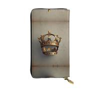 WBQLSL Petit portefeuille élégant en cuir avec fond couronne, 19 x 10,5 cm de long, porte-monnaie à fermeture éclair, portefeuille de voyage pratique