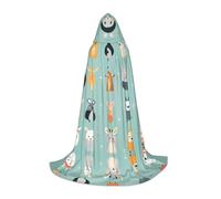 WBQLSL Petite cape à capuche pour cosplay - Imprimé images de la faune - Costume essentiel - Accessoire de fête - Tailles S/M/L (unisexe)