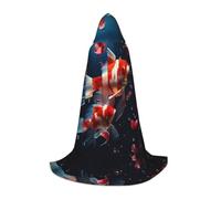 WBQLSL Petite cape à capuche rouge Koi imprimé cosplay costume essentiel vacances fête accessoire taille S/M/L (unisexe)