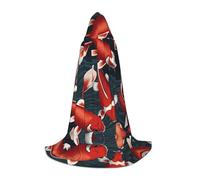 WBQLSL Petite cape à capuche rouge Koi imprimé cosplay costume essentiel vacances fête accessoire taille S/M/L (unisexe)