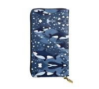 WBQLSL Petite pochette en cuir imprimé épaulard bleu - 19 x 10,4 cm