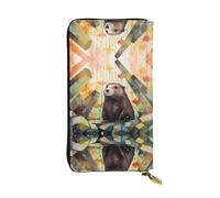 WBQLSL Petite pochette en cuir imprimé marmotte abstraite - 19,1 x 10,4 cm