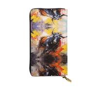 WBQLSL Petite pochette en cuir imprimée de la tauromachie abstraite - 19,1 x 10,4 cm