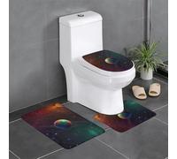 WBQLSL Planet Color Nine Grid Lot de 3 tapis de sol antidérapants en flanelle pour salle de bain