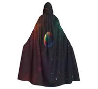 WBQLSL Planet Color Nine Grid Printed Halloween Cape à capuche, adaptée pour les fêtes à thème