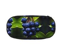 WBQLSL Plump Blueberries Trousse à crayons avec compartiments multicouches, adaptée pour ranger des articles de papeterie de bureau sur le campus, Noir , Taille unique, Trousse de beauté