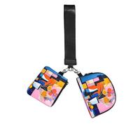 WBQLSL Porte-Monnaie Poignet Mixte Adulte, Polyester, Fermeture Éclair, 10 x 12 x 3 cm, Imprimé Abstrait Style Matisse, 2 Compartiments
