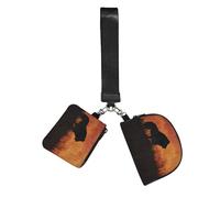 WBQLSL Porte-Monnaie Poignet Unisexe Noir Polyester Fermeture Éclair 10 x 12 x 3 cm Imprimé Animal avec 2 Compartiments