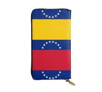 WBQLSL Portefeuille à main en cuir, 19,1 x 10,4 cm de long, compartiment secret, rangement, protection de la vie privée, motif drapeau du Venezuela, noir, taille unique