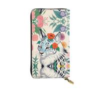 WBQLSL Portefeuille à main en cuir, 19 x 10,4 cm de long, compartiment secret, rangement, protection de la vie privée, joli motif tigre blanc
