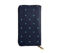 WBQLSL Portefeuille à main en cuir, 19 x 10,4 cm de long, compartiment secret, rangement, protection de la vie privée, joli motif de fond bleu, noir, taille unique