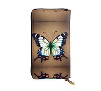 WBQLSL Portefeuille à main en cuir, 19 x 10,4 cm de long, compartiment secret, rangement, protection de la vie privée, joli motif papillon
