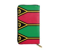 WBQLSL Portefeuille à main en cuir, 19 x 10,4 cm de long, compartiment secret, rangement, protection de la vie privée, motif drapeau du Vanuatu, noir, taille unique