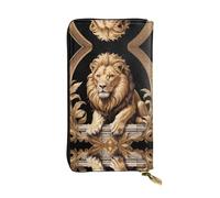 WBQLSL Portefeuille classique en cuir avec motif lion élégant, 19 x 10,5 cm de long, porte-monnaie à fermeture éclair, portefeuille de voyage pratique