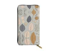 WBQLSL Portefeuille élégant en cuir avec branches et feuilles colorées, 19 x 10,5 cm de long, porte-monnaie à fermeture éclair, portefeuille de voyage pratique