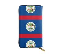 WBQLSL Portefeuille élégant en cuir avec drapeau du Belize - 19 x 10,5 cm de long - Avec fermeture éclair - Pratique pour les voyages