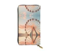 WBQLSL Portefeuille élégant en cuir avec grande roue - 19 x 10,5 cm de long - Avec fermeture éclair - Pratique pour les voyages