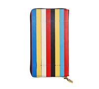 WBQLSL Portefeuille élégant en cuir avec lignes colorées, 19 x 10,5 cm de long, porte-monnaie à fermeture éclair, portefeuille de voyage pratique