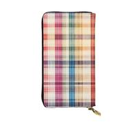 WBQLSL Portefeuille élégant en cuir avec lignes de tissu, 19 x 10,5 cm de long, porte-monnaie à fermeture éclair, portefeuille de voyage pratique