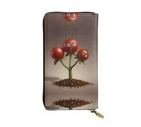 WBQLSL Portefeuille élégant en cuir avec motif de tomate, 19 x 10,5 cm de long, porte-monnaie zippé, portefeuille de voyage pratique