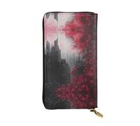 WBQLSL Portefeuille élégant en cuir avec motif fleurs florales, 19 x 10,5 cm de long, porte-monnaie à fermeture éclair, portefeuille de voyage pratique