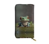 WBQLSL Portefeuille élégant en cuir avec motif grenouille, 19 x 10,5 cm de long, porte-monnaie à fermeture éclair, portefeuille de voyage pratique