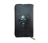 WBQLSL Portefeuille élégant en cuir avec motif tête de mort, araignée et goutte d'eau, 19 x 10,5 cm de long, porte-monnaie à fermeture éclair, portefeuille de voyage pratique