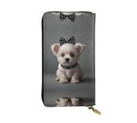 WBQLSL Portefeuille élégant en cuir avec nœud noir, 19 x 10,5 cm de long, porte-monnaie à fermeture éclair, portefeuille de voyage pratique