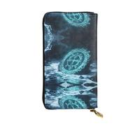 WBQLSL Portefeuille élégant en cuir avec symbole mystérieux bleu, 19 x 10,5 cm de long, porte-monnaie à fermeture éclair, portefeuille de voyage pratique