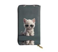 WBQLSL Portefeuille élégant en cuir blanc avec fermeture éclair de 19 x 10,5 cm