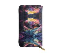 WBQLSL Portefeuille élégant en cuir coloré de 19 x 10,5 cm de long, porte-monnaie à fermeture éclair, portefeuille de voyage pratique