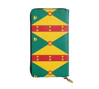 WBQLSL Portefeuille élégant en cuir motif drapeau de la Grenade, 19 x 10,5 cm de long, porte-monnaie à fermeture éclair, portefeuille de voyage pratique