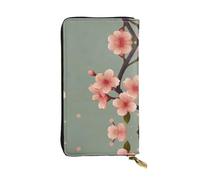 WBQLSL Portefeuille élégant en cuir motif fleurs de pêcher, 19 x 10,5 cm de long, porte-monnaie à fermeture éclair, portefeuille de voyage pratique