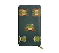 WBQLSL Portefeuille élégant en cuir motif grenouille de dessin animé, 19 x 10,5 cm de long, porte-monnaie à fermeture éclair, portefeuille de voyage pratique
