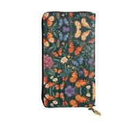 WBQLSL Portefeuille élégant en cuir motif papillon, 19 x 10,5 cm de long, porte-monnaie à fermeture éclair, portefeuille de voyage pratique